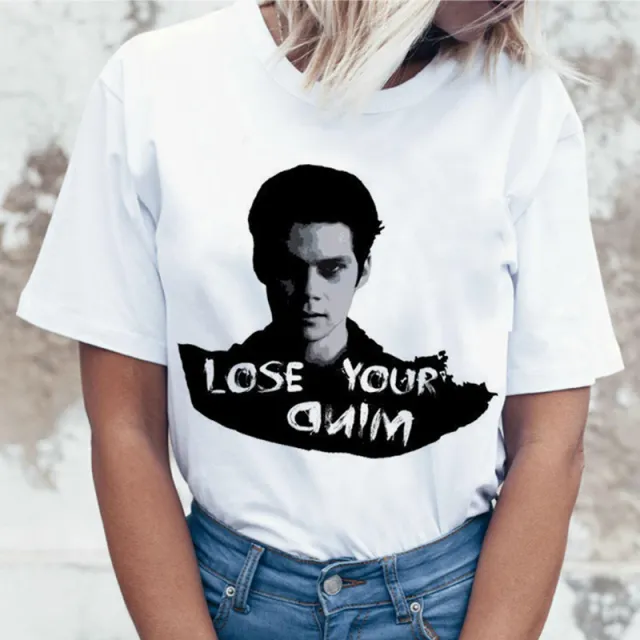 Printed Round Neck Graphic T shirt Short Sleeves - Shop at LoveMi