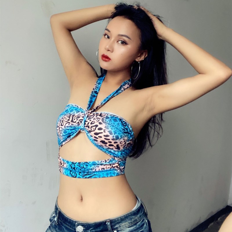 Title 2, Halter Hollow Snake Print Waist Temperament Sma...