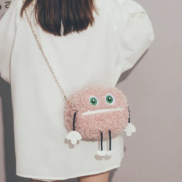 All Match Plush Messenger Bag Cute And Funny One Shoulder Chain Bag Pink - Shop at LoveMi