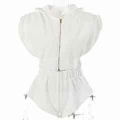 Loose Bat Sleeve Shoulder Pad Hoodie Sports Shorts Set - White - View 1