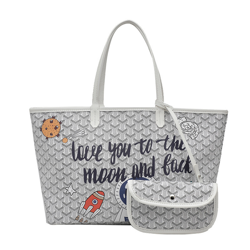 Fashion Graffiti Dog Tooth Bag Large Capacity Food Basket Shopping Bag
