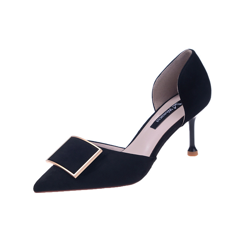 Fashionable Square Buckle Girly High Heels Stiletto Heel