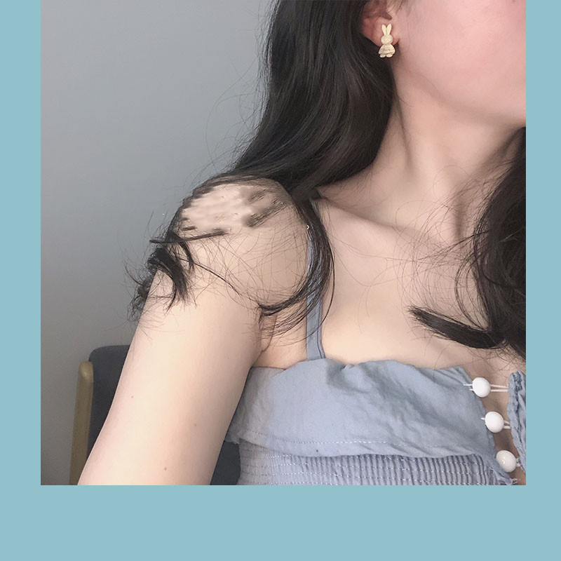 Rabbit Swing Original Design Blue And White Earrings