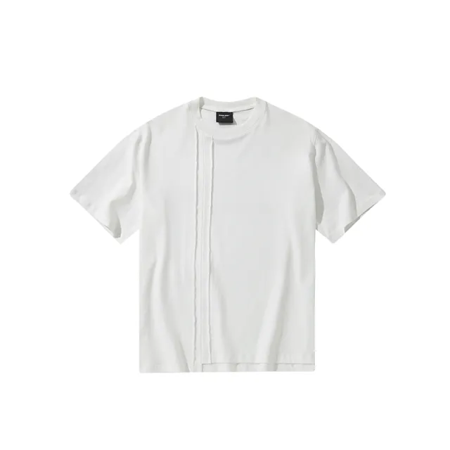 Irregular Solid Color Short sleeved T shirt All match Cotton White - Shop at LoveMi