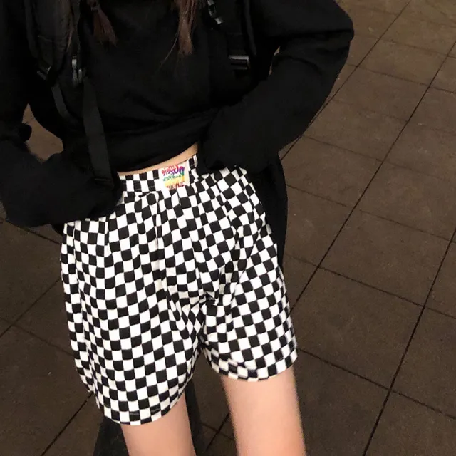 Casual Thin Plaid Stripe High Waist Straight Tube Wide Leg Loose Pants Style C - Shop at LoveMi