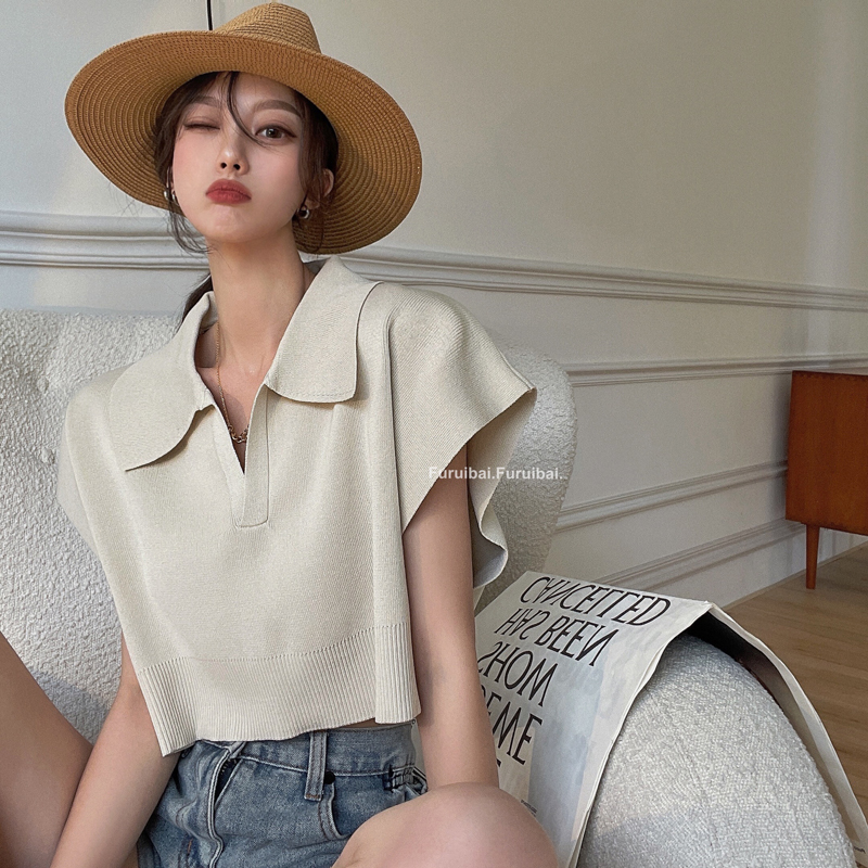 Title 2, Loose Slim Short-Sleeved T-Shirt Crop Top