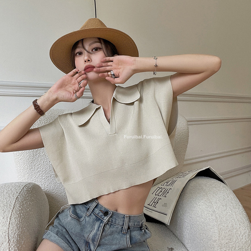 Title 3, Loose Slim Short-Sleeved T-Shirt Crop Top