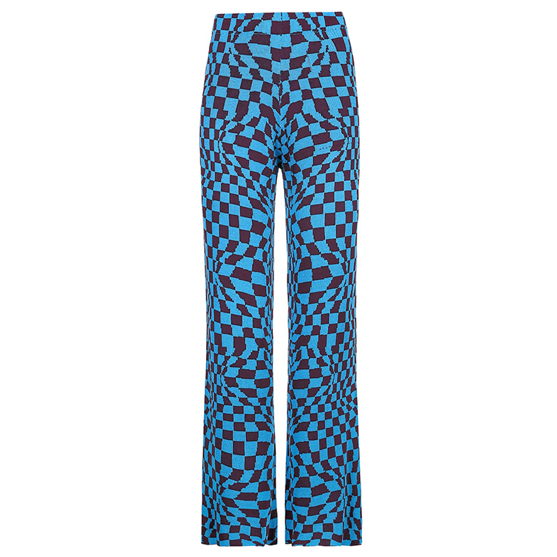 Title 6, French Retro Irregular Plaid Printed Casual Pants