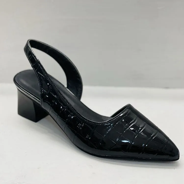 Mid-heel Baotou Sandals With Plaid Chunky Heel - Black