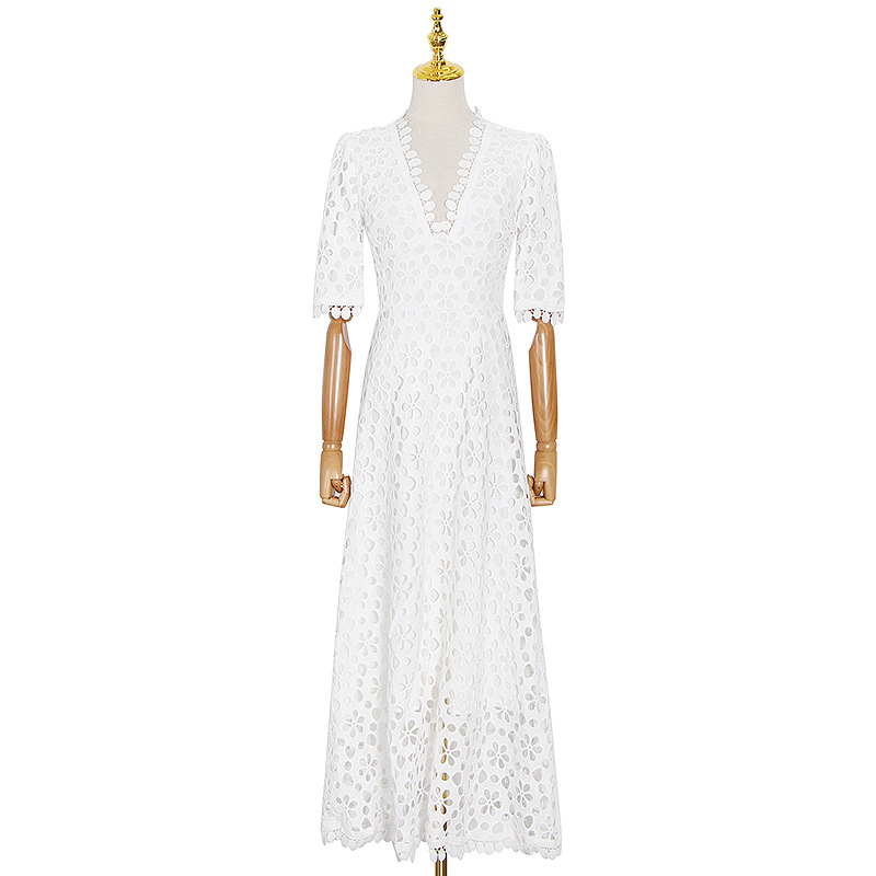 Hollow Flower V-Neck Long Dress, picture 5 of 5