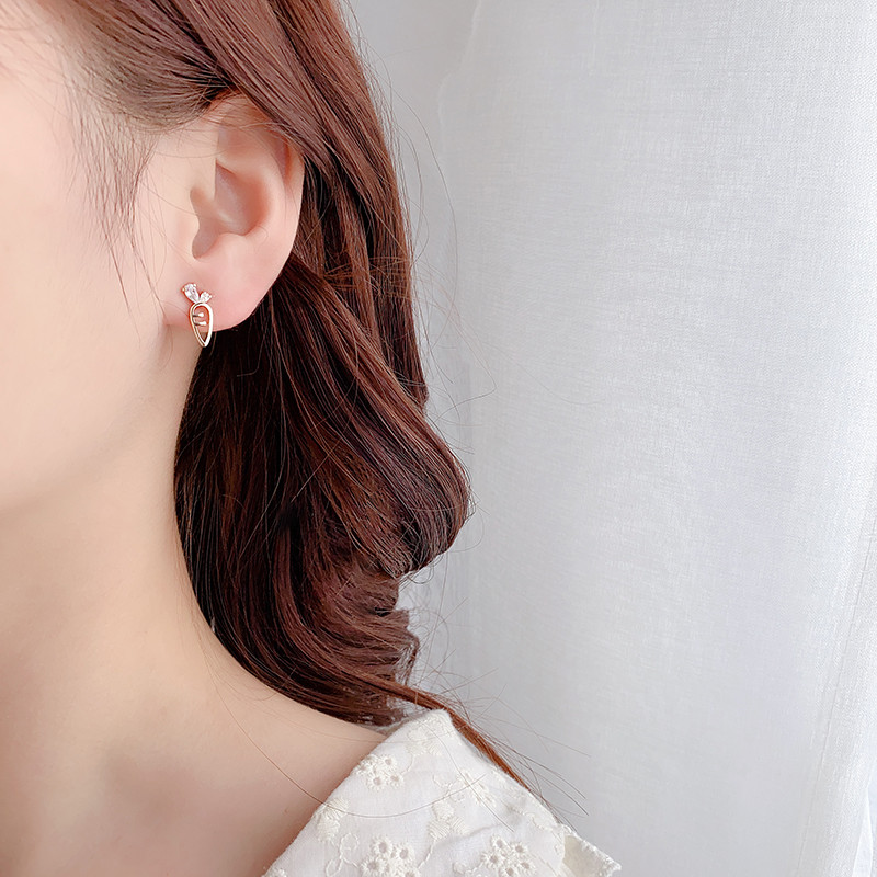 Ab Asymmetrical Cute Bunny Earrings Simple