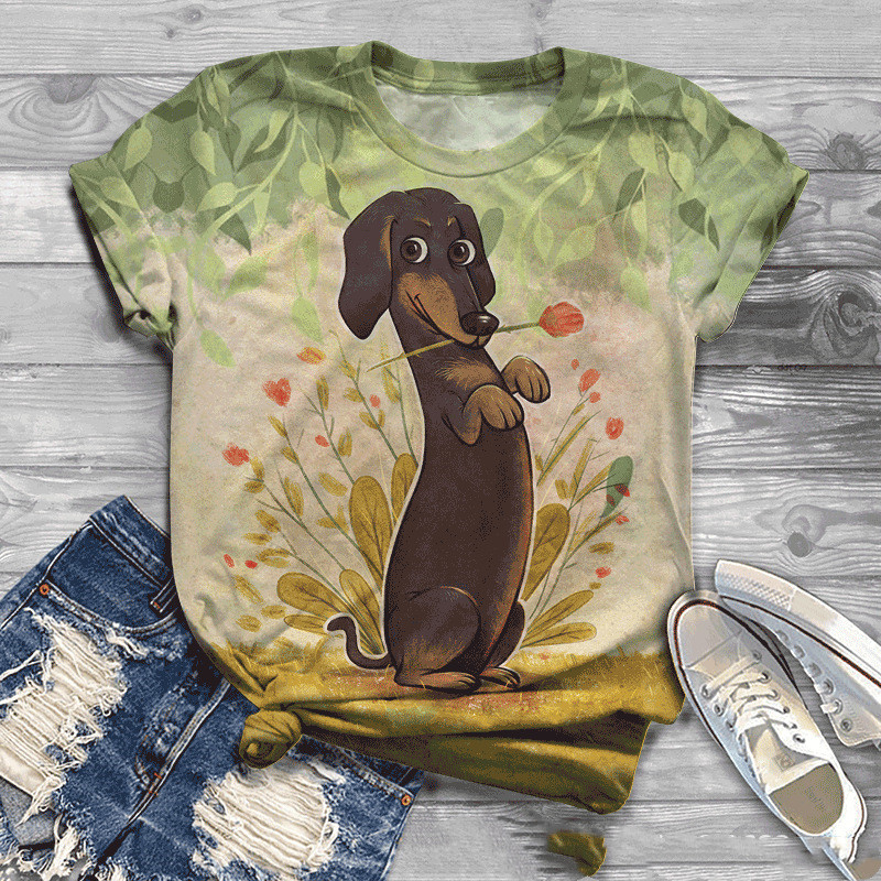 Title 4, 3D Printed T-shirt Female Dog Cute Pet