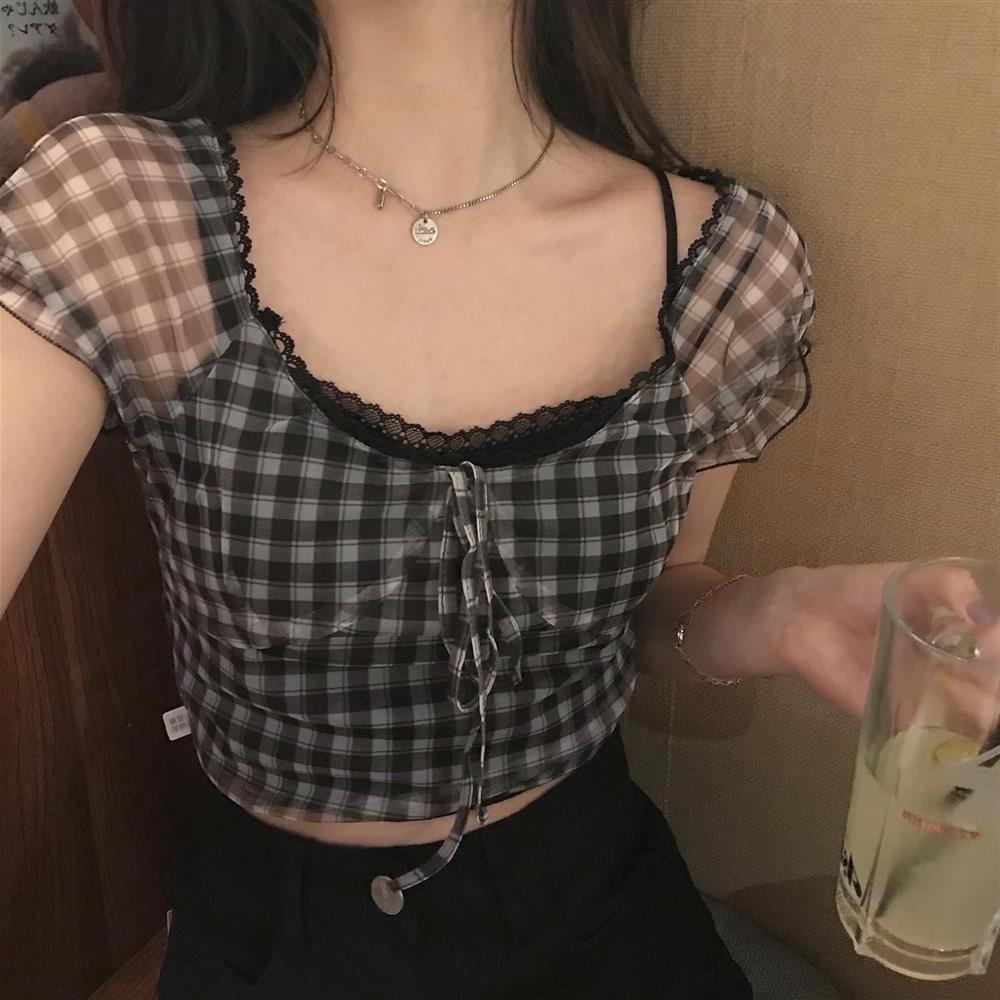 Title 6, Black And White Plaid Short-sleeved Shirt