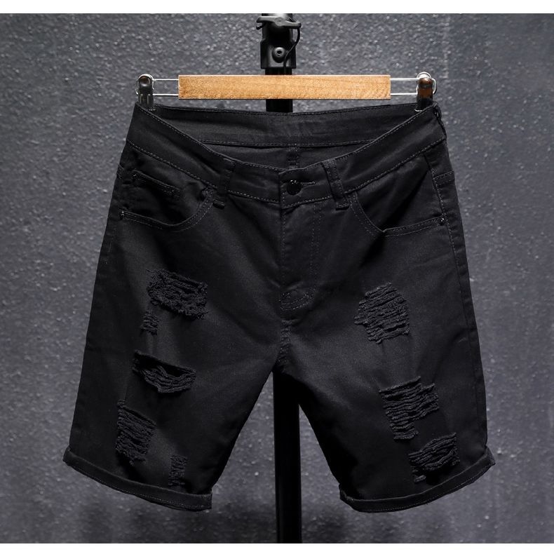  New Arrival Shorts Men Zipper Fly Casual Solid Cotton Summer Hole Elastic Thin Black Mens Homme Boardshorts Beach Regular