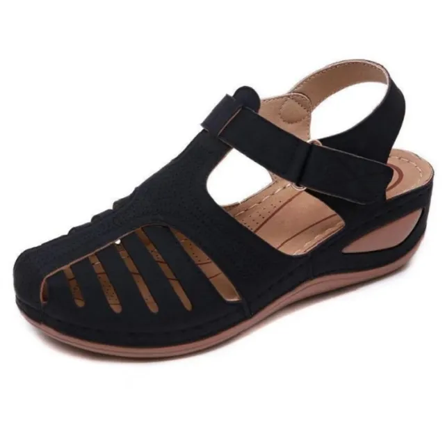 Wedges Sandals Summer Women's Round Toe Roman Shoes Black - Shop at LoveMi