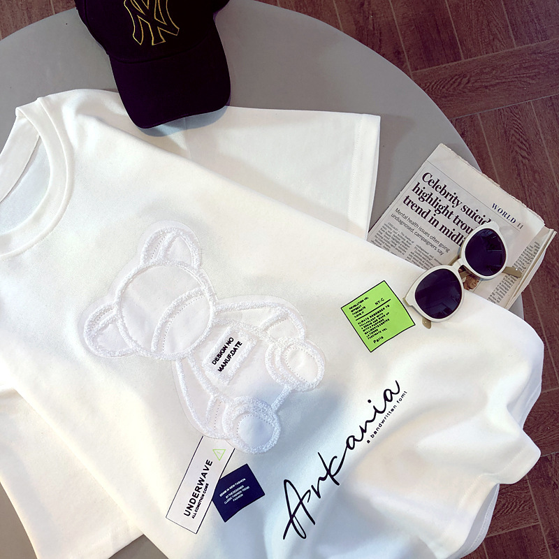 Women's Bear Pattern Short Sleeve