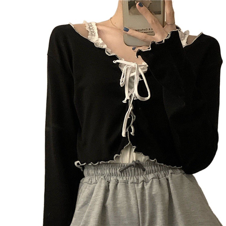 Super Fire Wave Edge Lace Small Cardigan