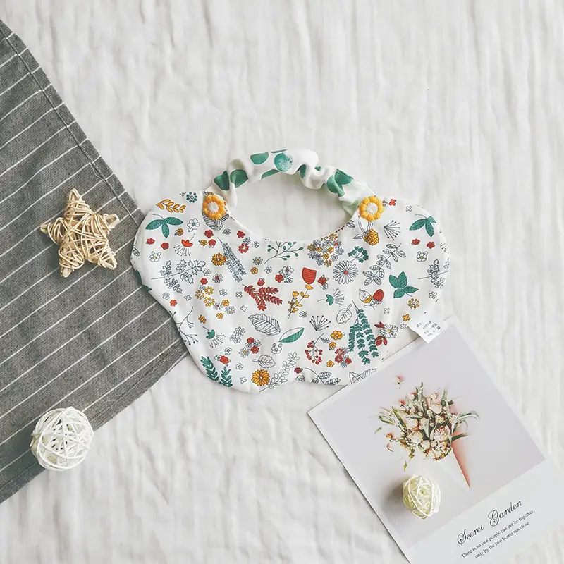 Cotton Flower Saliva Towel Elastic Band Detachable Baby Bib