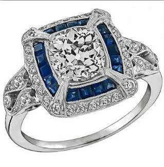 Hot Sale Inlaid Blue Zircon Two-tone Ring Cross-border E-commerce