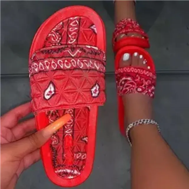 Fashion Casual Flat Bottom Women's Slippers Red - Shop at LoveMi
