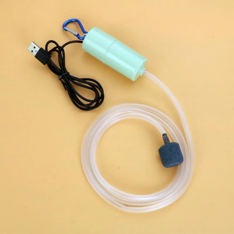 Aquarium Fish Tank USB Oxygen Air Pump Mute Energy Saving Supplies Portable Mini Aquatic Terrarium Fish Tank Accessories - Green