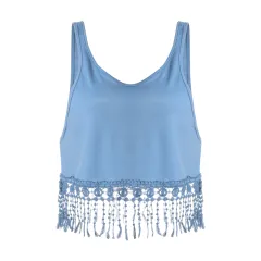 Camisole Camisole Multicolour Fringed Bottoming Shirt - Blue - View 1