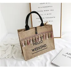 All-match Fashion Large-capacity Letter Tassel Shoulder Handbag - Black - View 1
