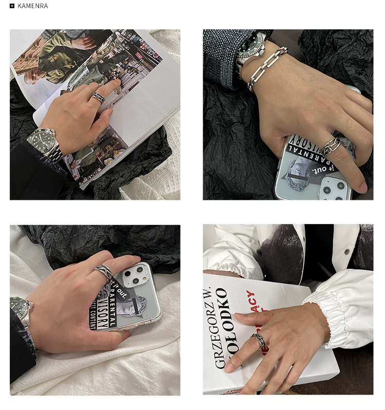 Retro Simple Dark Wind Hollow Ring Men's Trendy Personality Niche Design Ins Cold Wind Ring Female