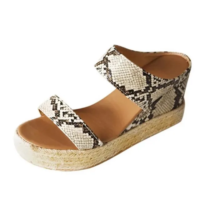 Hemp Rope Wedge Fish Mouth Women's Sandals Serpentine 43 - Shop at LoveMi