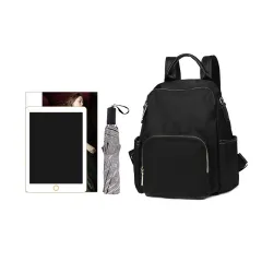 Small Crossbody Dual-use Fashion Lightweight Canvas Mommy Bag - Black - View 1