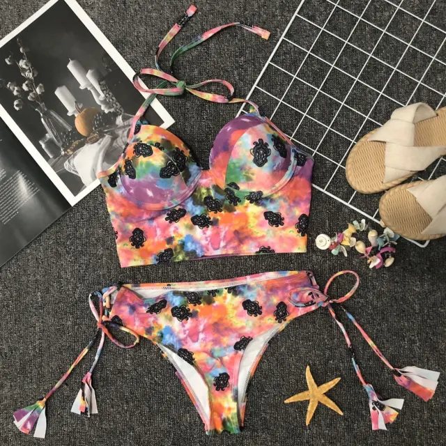 Source Manufacturer Ladies Split Swimwear Dyed Swimsuit Bikini Swimwear Pink - Shop at LoveMi
