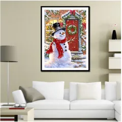 5d Diy Diamond Painting Single Lovely Snowman Cross Stitch Full Diamond Diamond Embroidery Wall Sticker Home decor - Coler - View 1