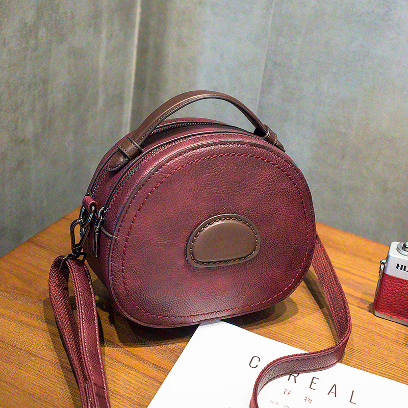 Retro Fashion One shoulder Messenger Small Round Bag Red - Shop at LoveMi