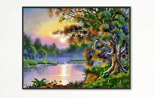 Diamond Embroidery Scenery Picture Of Rhinestones Full Round Diamond Painting Cross Stitch Tree Mosaic Wall Decoration Square - Shop at LoveMi