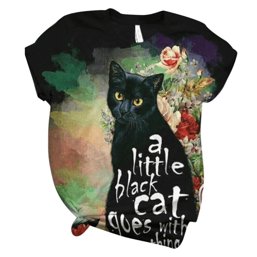 3D Digital Printing Casual Short-Sleeved Cat