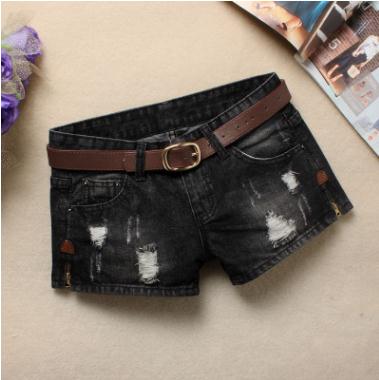 Women Denim Shorts Mini Rivet Holes Jeans Low Waist 3Color - Shop at LoveMi
