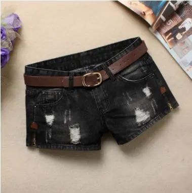 Women Denim Shorts Mini Rivet Holes Jeans Low Waist 3Color 3Xl - Shop at LoveMi