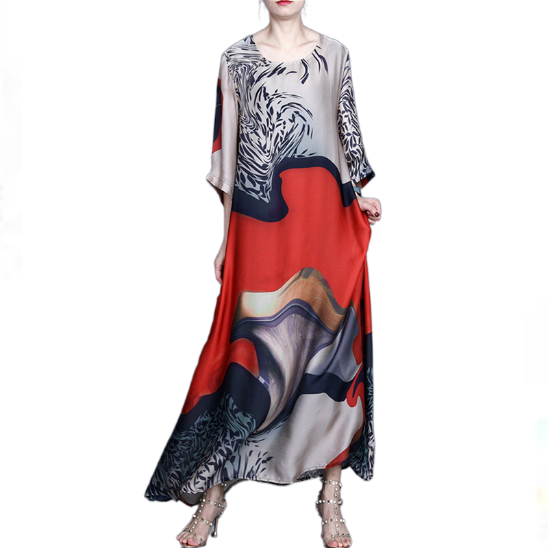 Printed Short-Sleeve Long Dress, picture 5 of 5