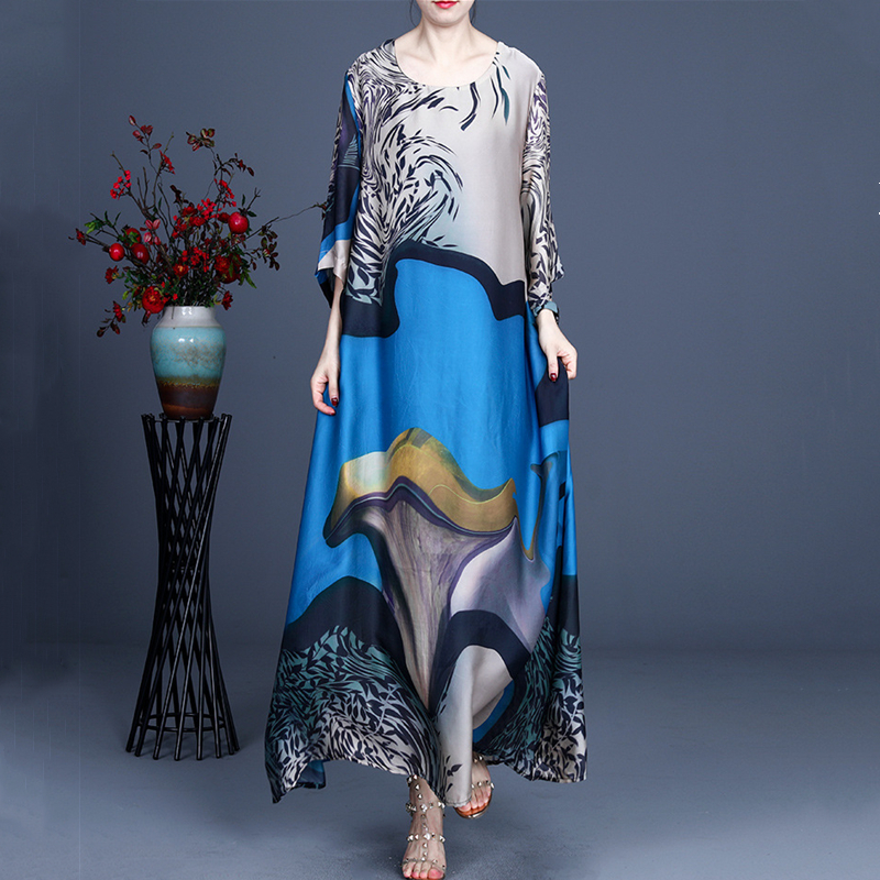 Printed Short-Sleeve Long Dress, picture 4 of 5