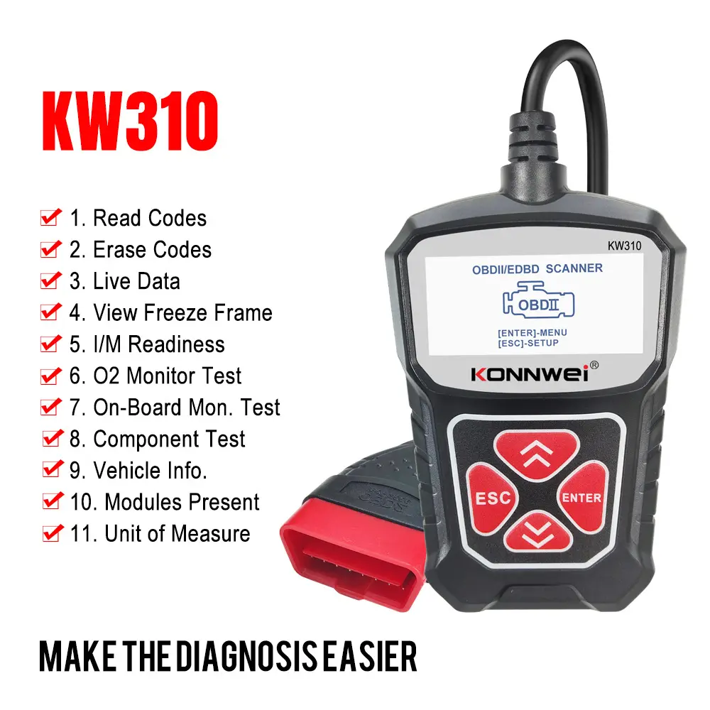 KW310 Car Diagnostic Scanner Barcode Reader