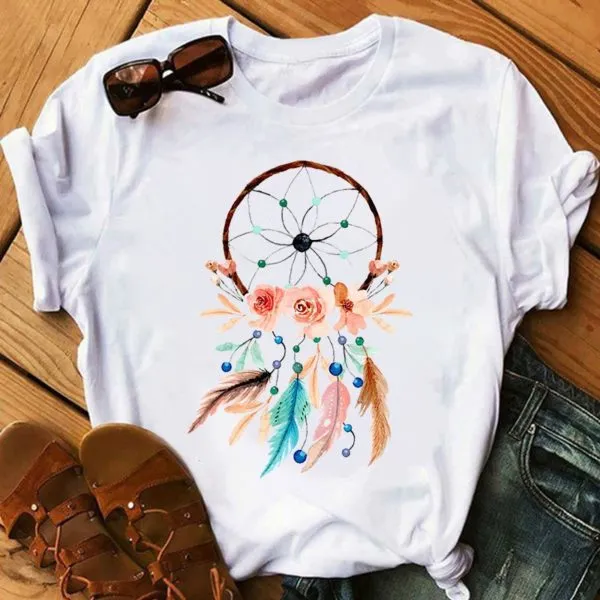 Feather Watercolor Print Women T shirt 8 Style - Shop at LoveMi