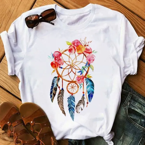 Feather Watercolor Print Women T shirt 9 Style - Shop at LoveMi