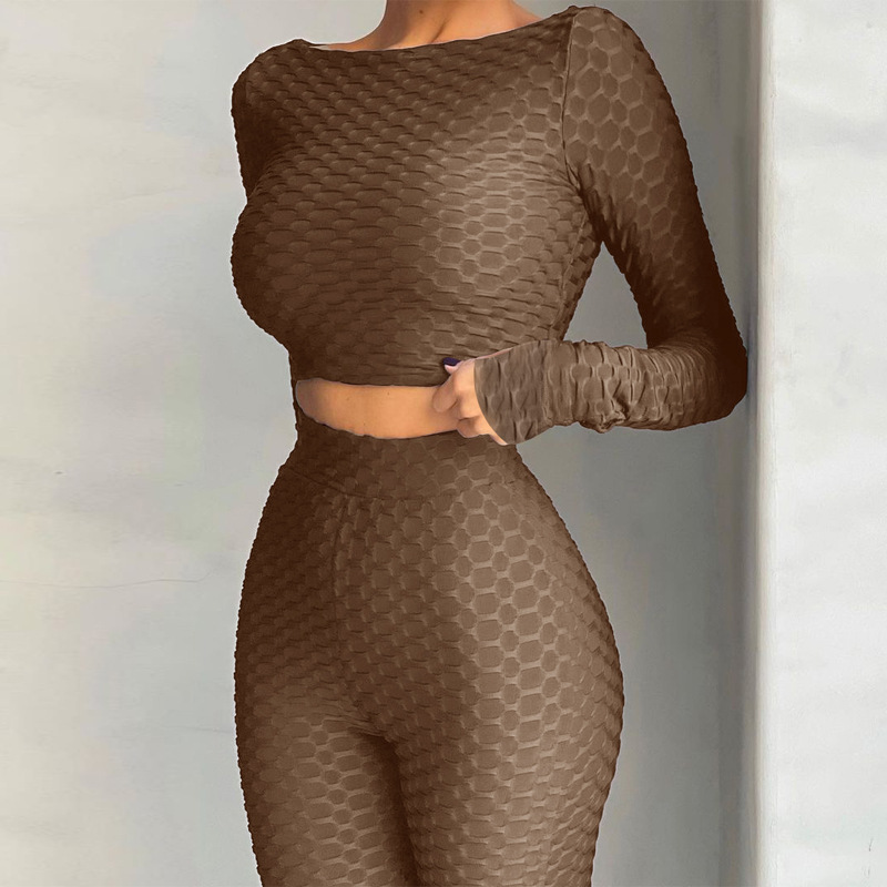 New Solid Color Round Neck High Waist Hip Lifting Yoga Sports Suit