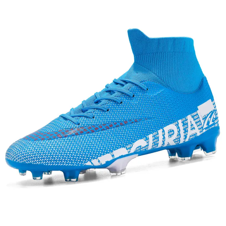 Men Soccer Shoes High Ankle Football Boots Cleats Grass