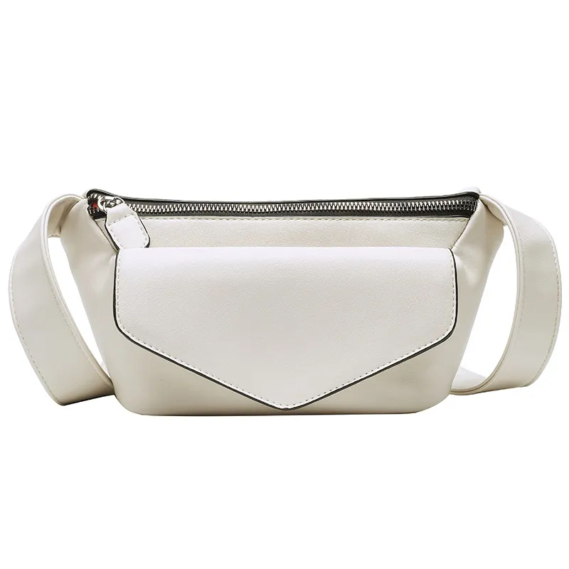 Shoulder bag wild fashion chest bag girl waist bag - White
