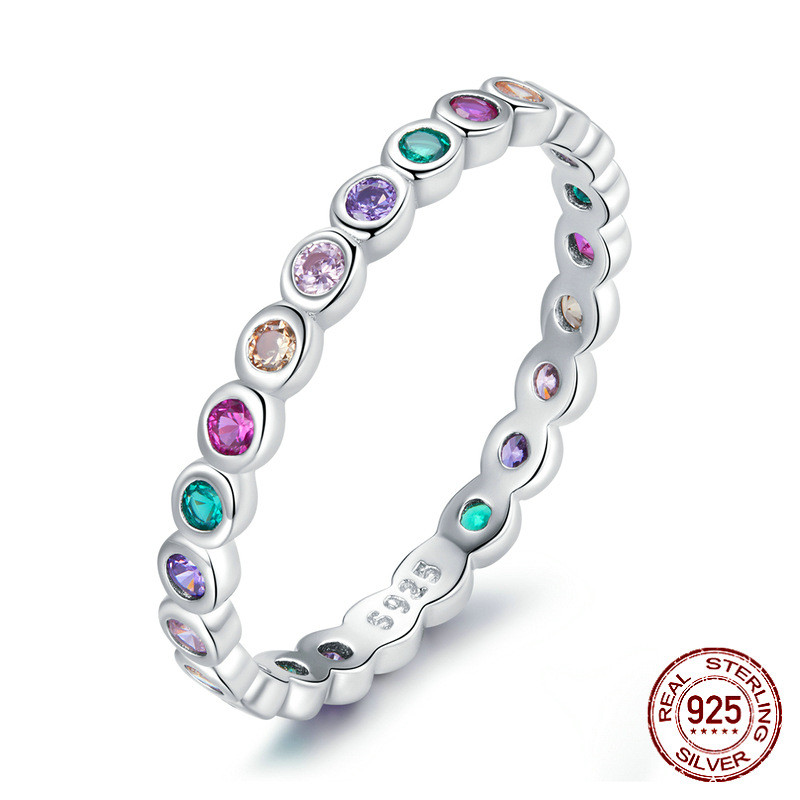 Platinum-plated Colored Zircon Ring