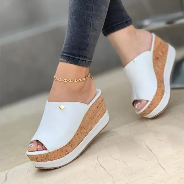 New Style Women's Shoes Wedge Heel Platform Ladies Slippers White - Shop at LoveMi