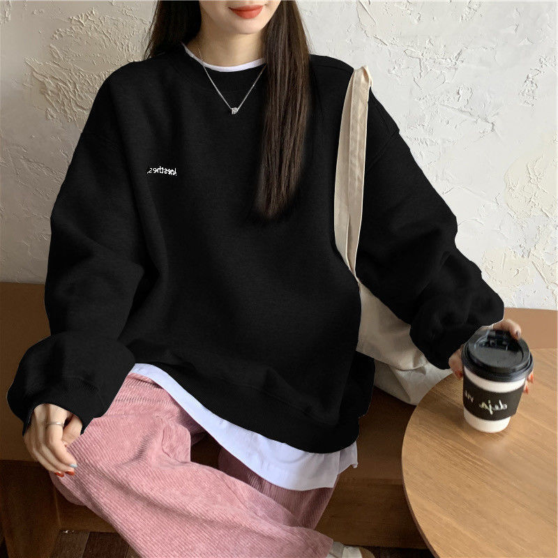 New Splicing Pullover Fashion Korean Thick And Thin Womens Sweatshirt