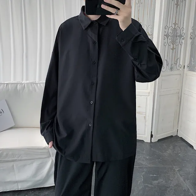 Loose Couple All match Shirt Casual Jacket Black - Shop at LoveMi