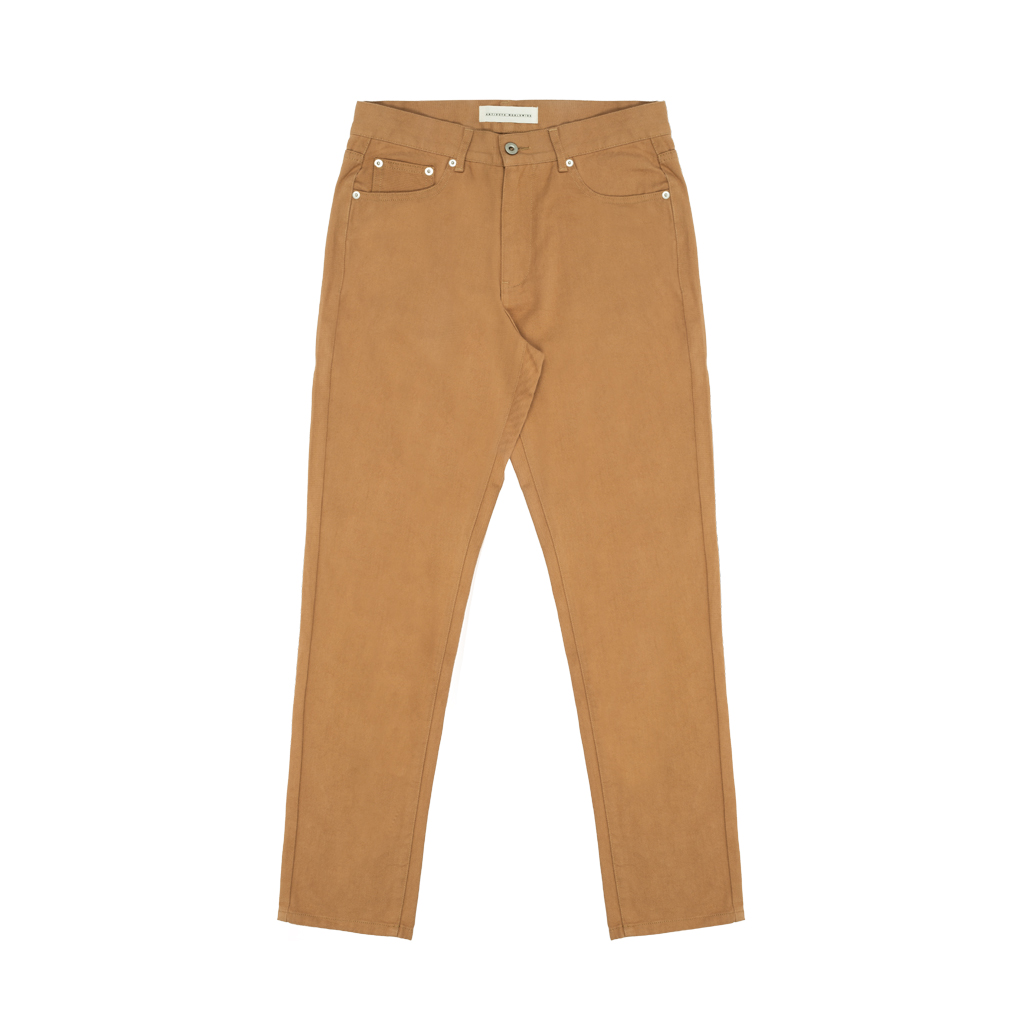 Title 1, Khaki geborduurde casual broek van twill met re...